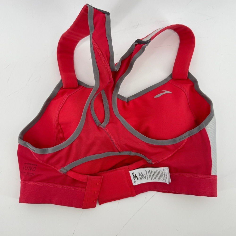 Brooks Moving Comfort Juno Racerback Sports Bra Red 32DD Hook Loop Straps 350025 - Picture 4 of 10